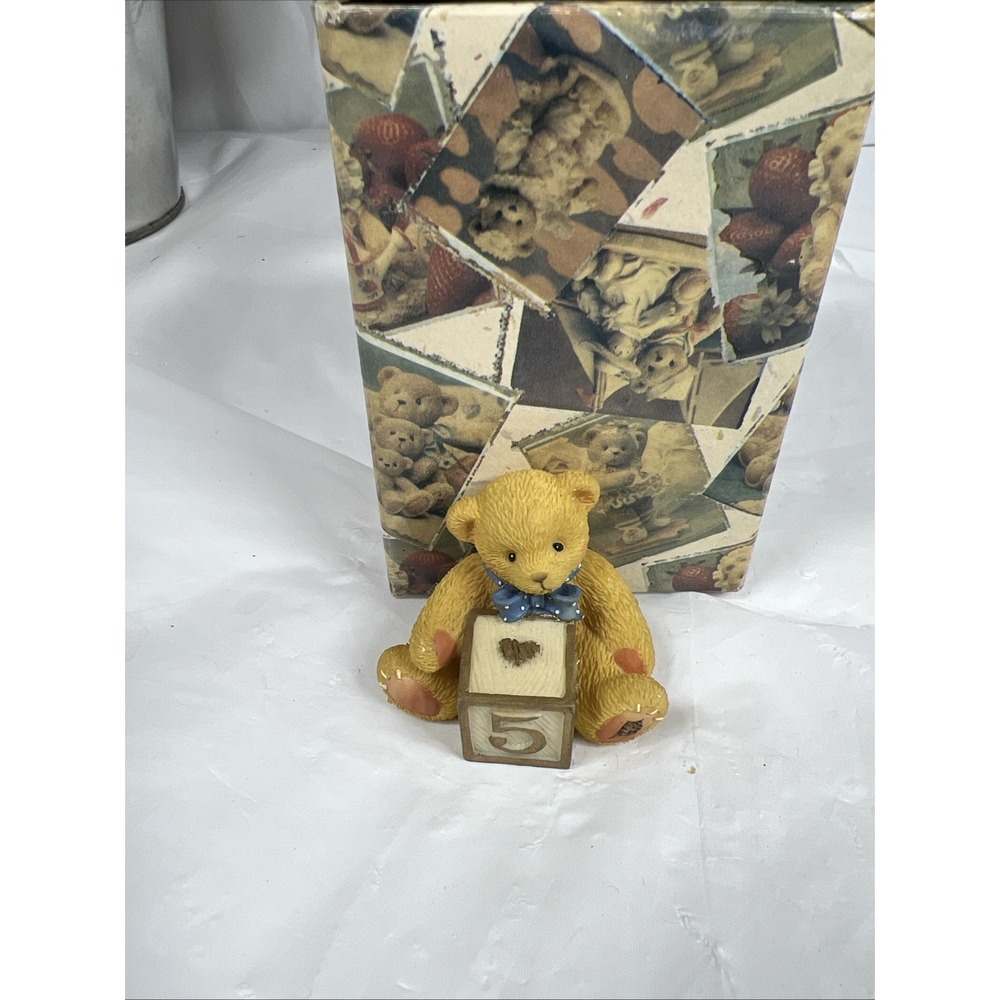 1998 Enesco Cherished Teddies Priscilla Hillman Number 5 Block Very Rare Retired